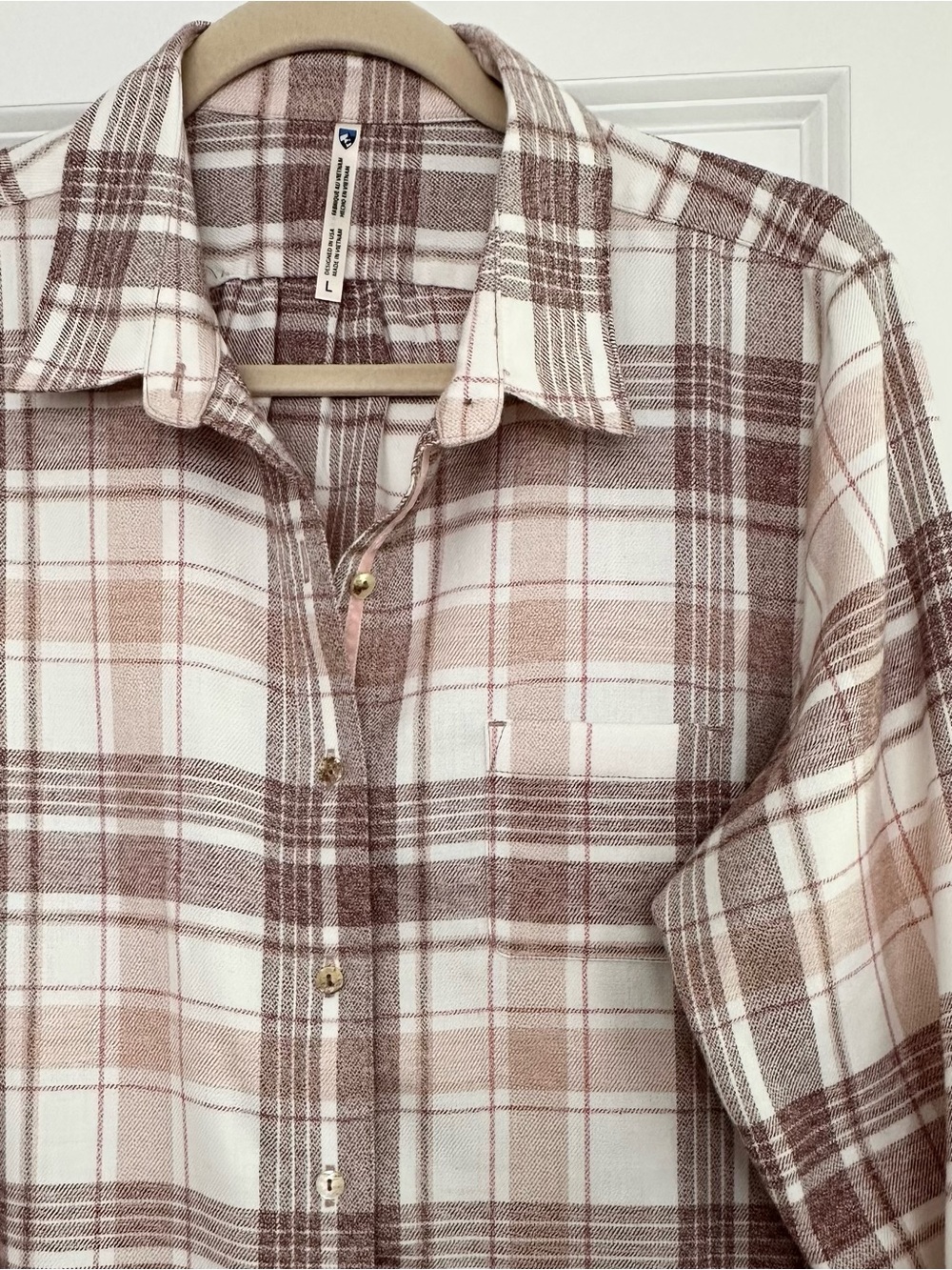 Kuhl Kamila Flannel - Pink & Brown Fall Plaid Lightweight Button Down Shirt